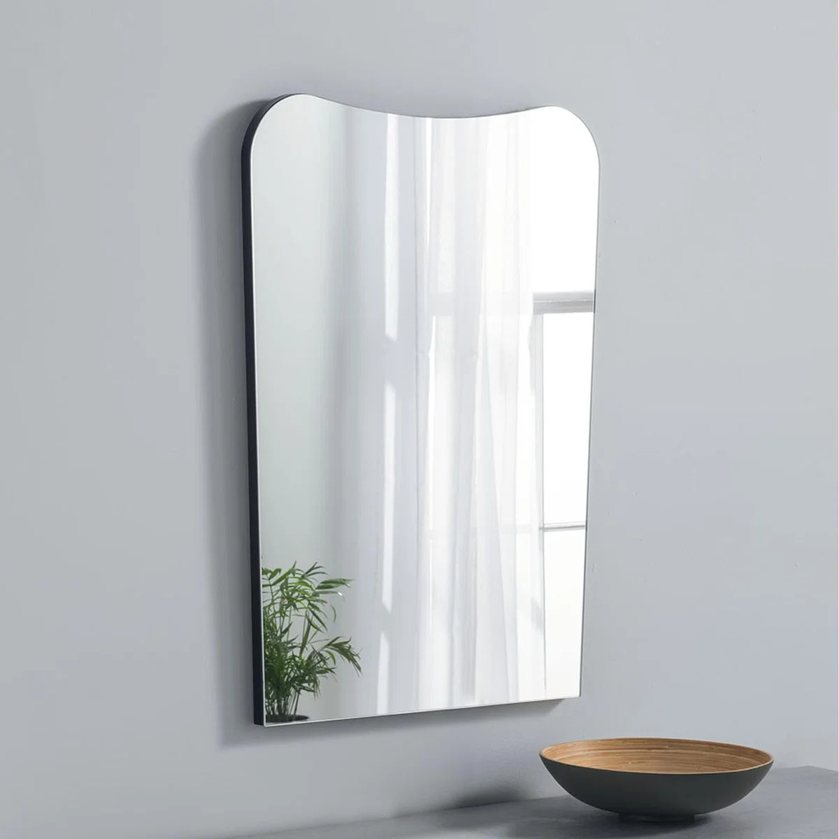Irregular Frameless Black Wall Mirror - Black