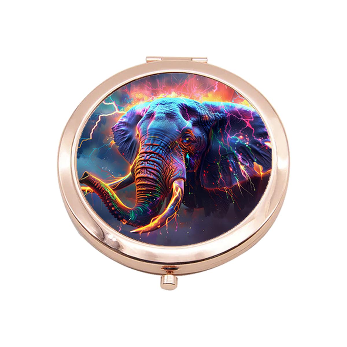 Neon Elephant Rose Gold Compact Mirror - Rose Gold