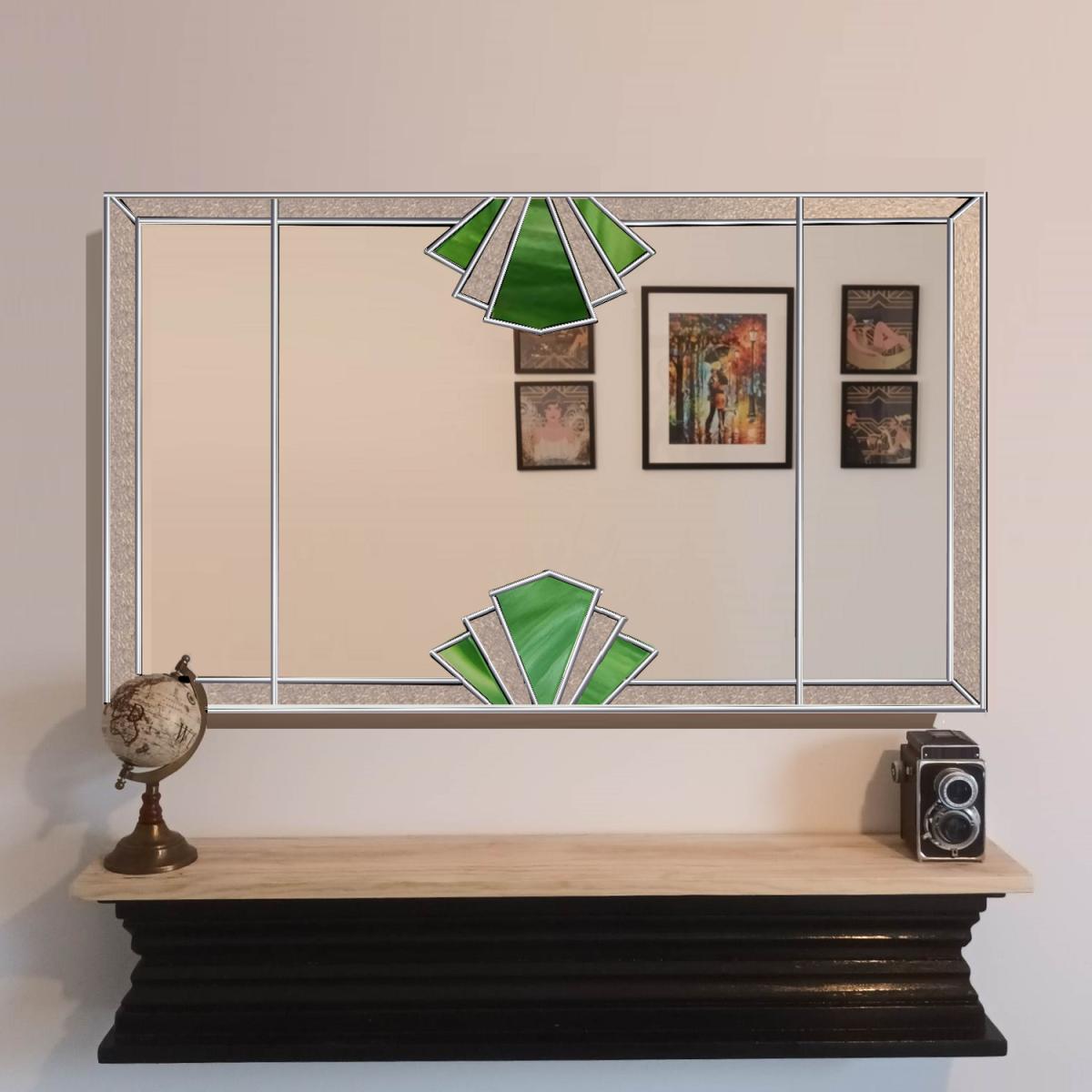 Elite Large Overmantle Art Deco Wall Mirror - Silver