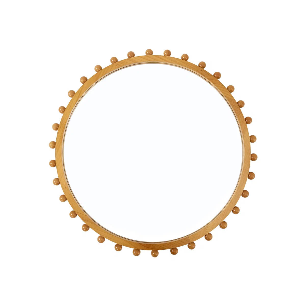 Pine Wood Wall-Mounted Decorative Mirror - Natural Wood Colour / 79cm