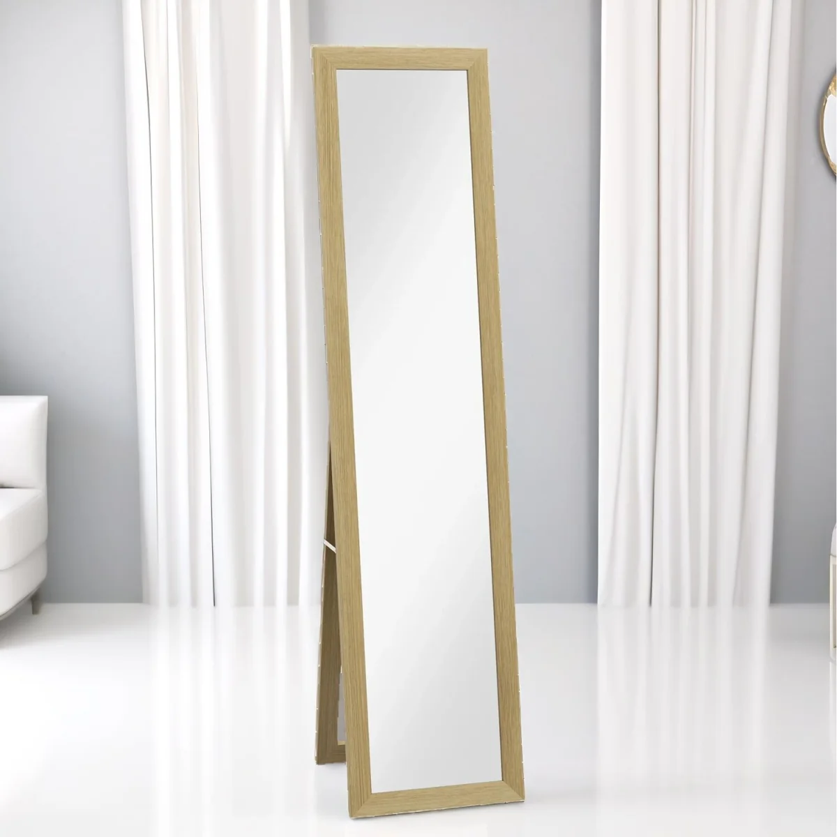 Rustic Full Length Mirror Freestanding Or Hanging - Natural Brown – image 3