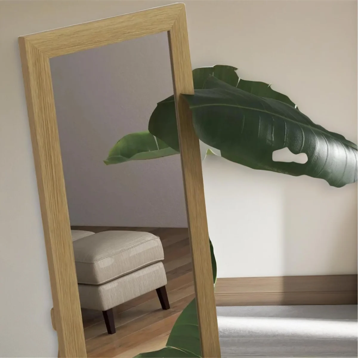 Rustic Full Length Mirror Freestanding Or Hanging - Natural Brown – image 4