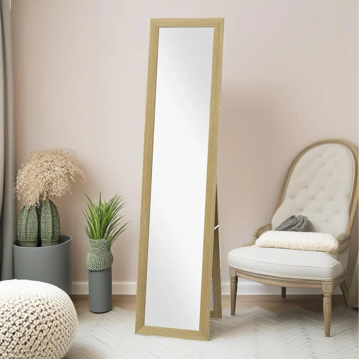 Rustic Full Length Mirror Freestanding Or Hanging - Natural Brown – image 5