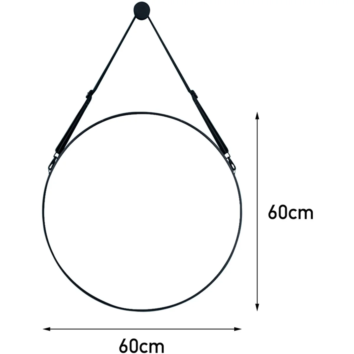 Nordic Round Wall Mirror with Adjustable PU Strap - Black – image 4