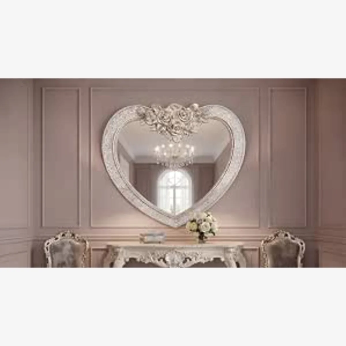 Heart Crackle MDF Wall Mirror Champagne Frame 85x80Cm - Champagne – image 1