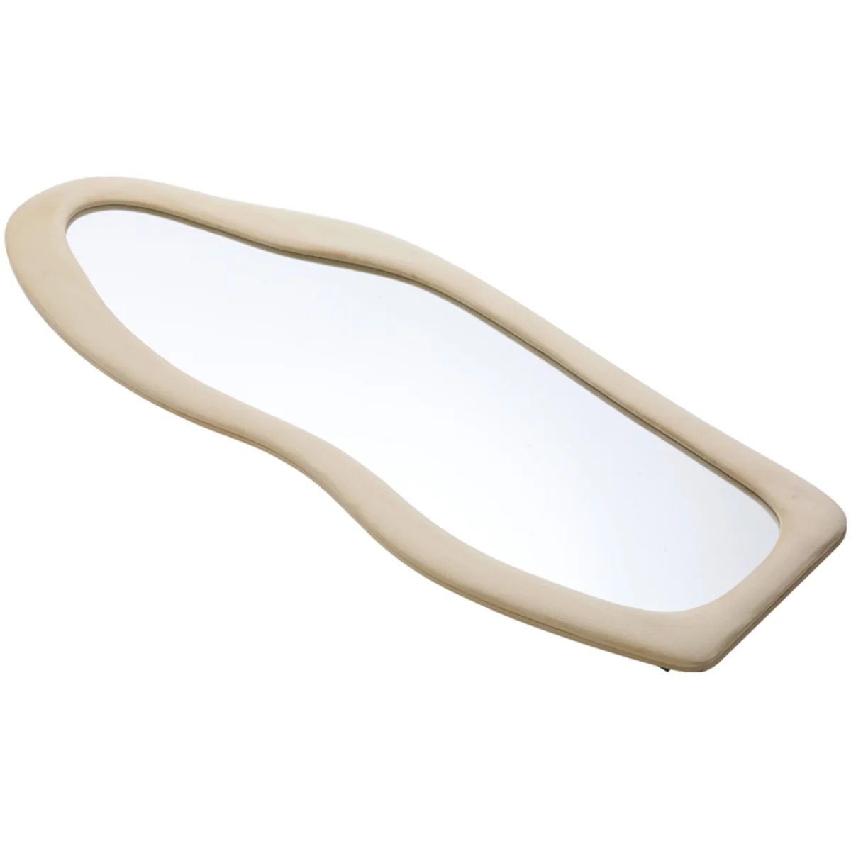 Irregular Wavy Full-Length Floor Mirror with Soft Fleece Frame - Khaki – image 3