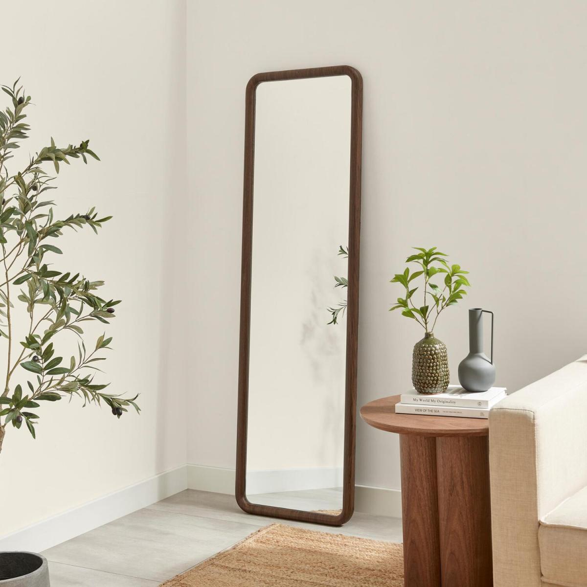 Line Walnut Wood Full Length Rectangle 170x50cm Mirror - Walnut