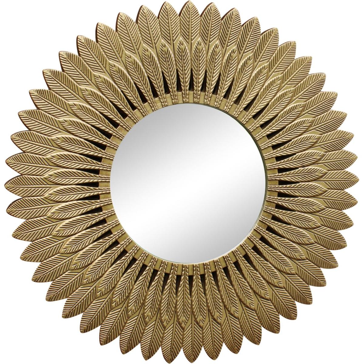 Large Gold Feather Design Mirror - Yellow – image 2