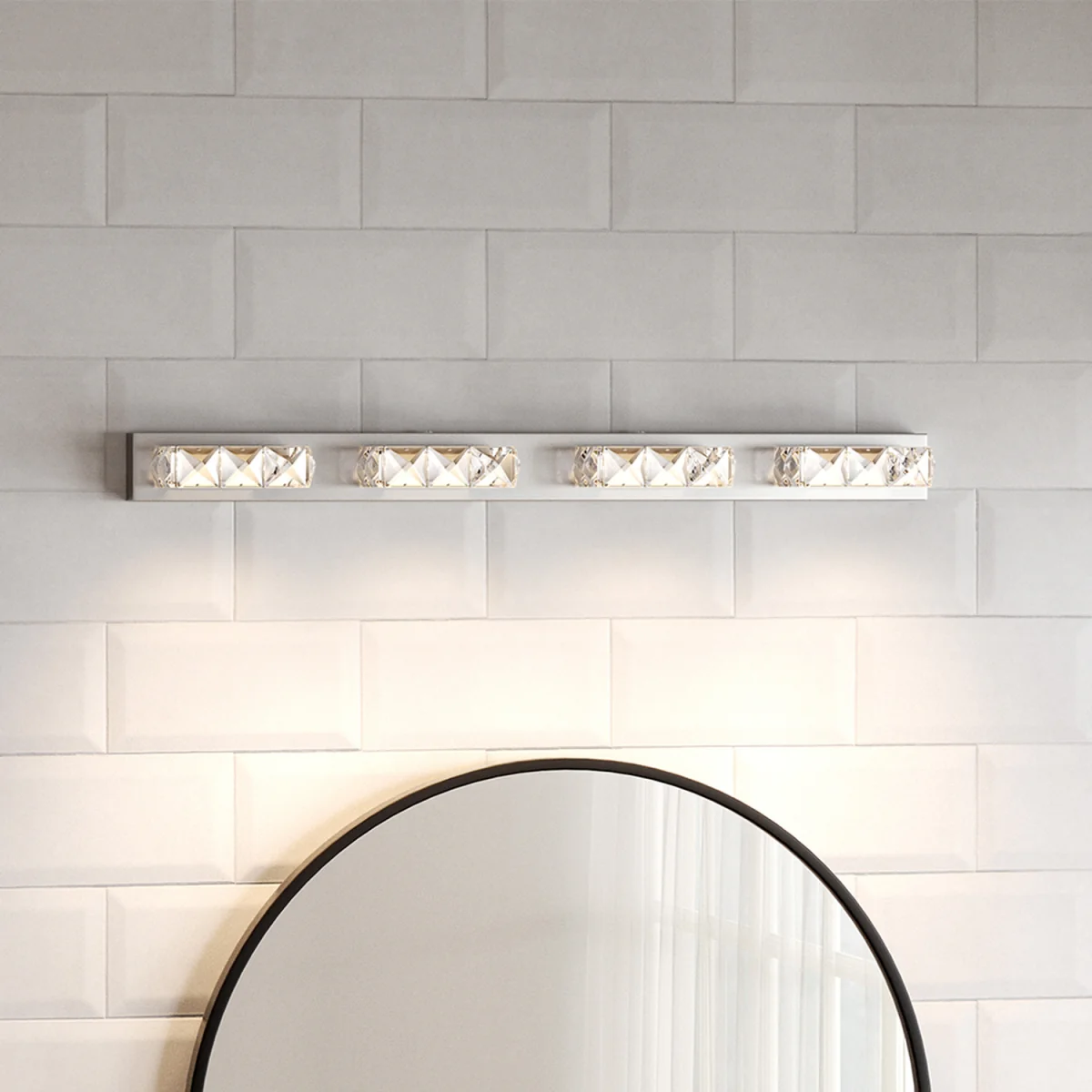 Crystal 4 Lights Mirror Vanity Light Living Room Bedroom - Chrome – image 2