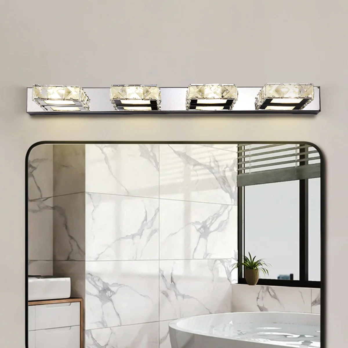 Crystal 4 Lights Mirror Vanity Light Living Room Bedroom - Chrome – image 3