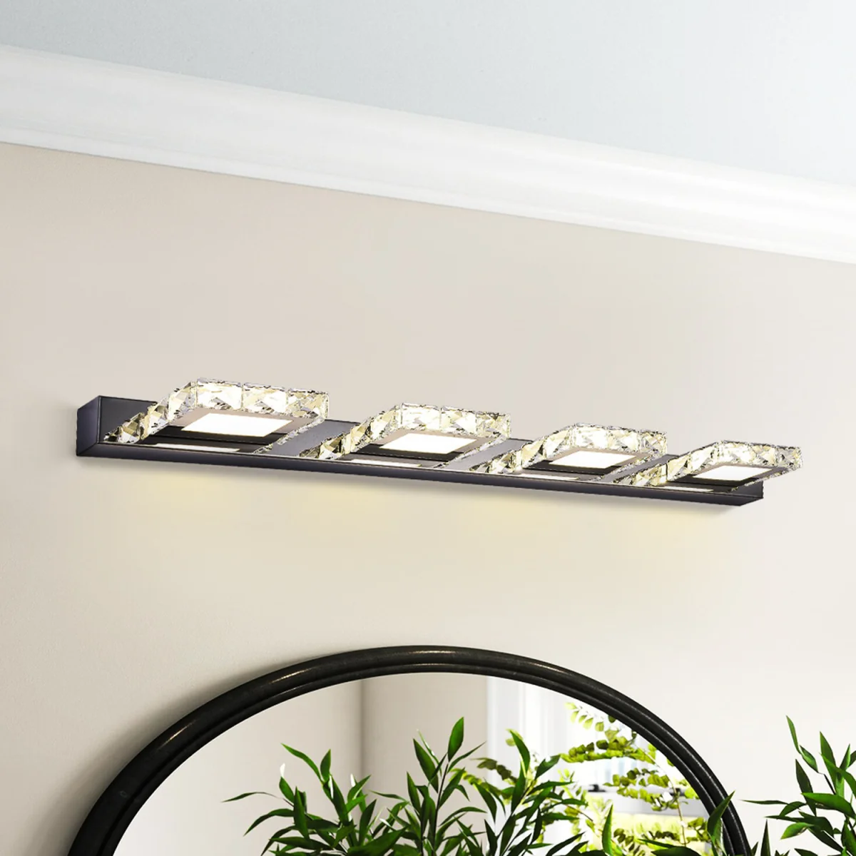 Crystal 4 Lights Mirror Vanity Light Living Room Bedroom - Chrome – image 4