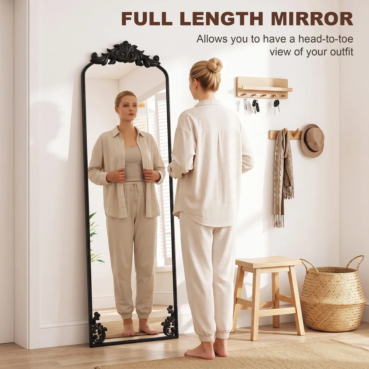 HOMCOM 50 x 160 cm Full Length Mirror with Metal Frame - Black – image 4