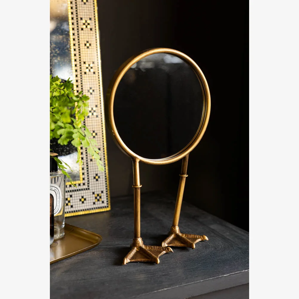 Gold Bird Legs Tabletop Mirror – image 1