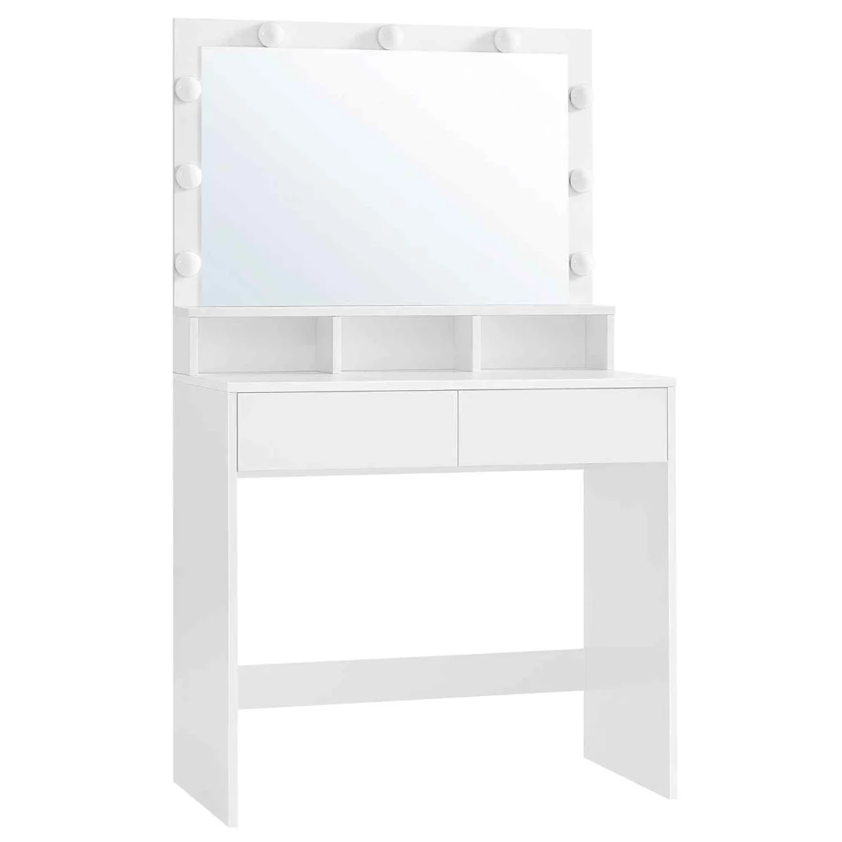 Makeup Vanity Table LED Mirror Drawers, White - Cloud White – image 4