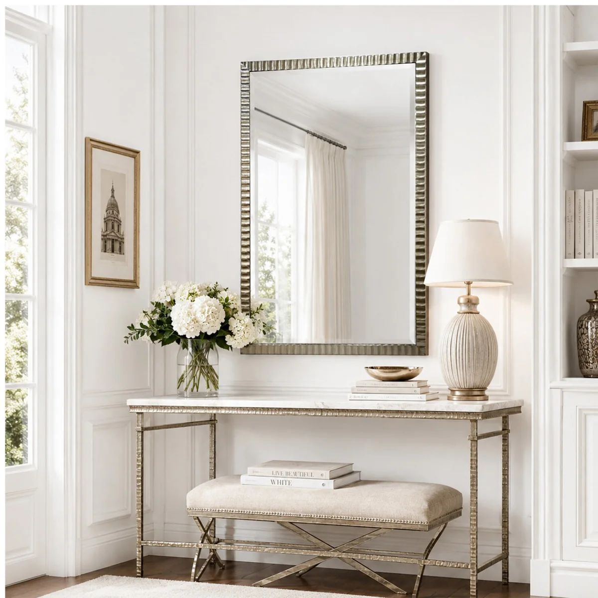 Rippled Silver Bevelled Mirror – image 2