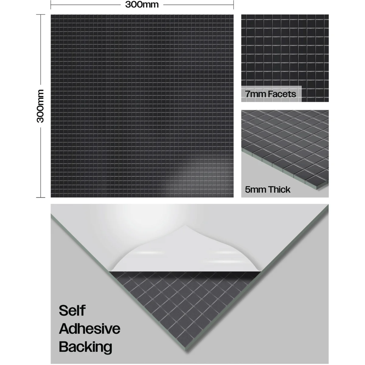 MIRROR MAT 30X30CM BLACK 7MM - Silver – image 10