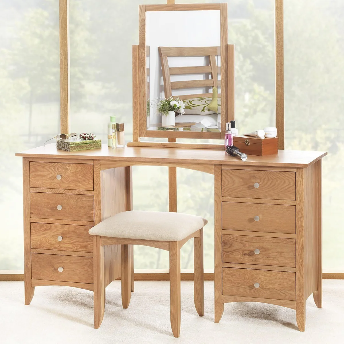 Edward Hopper Modern Dressing Table Mirror - Oak – image 4