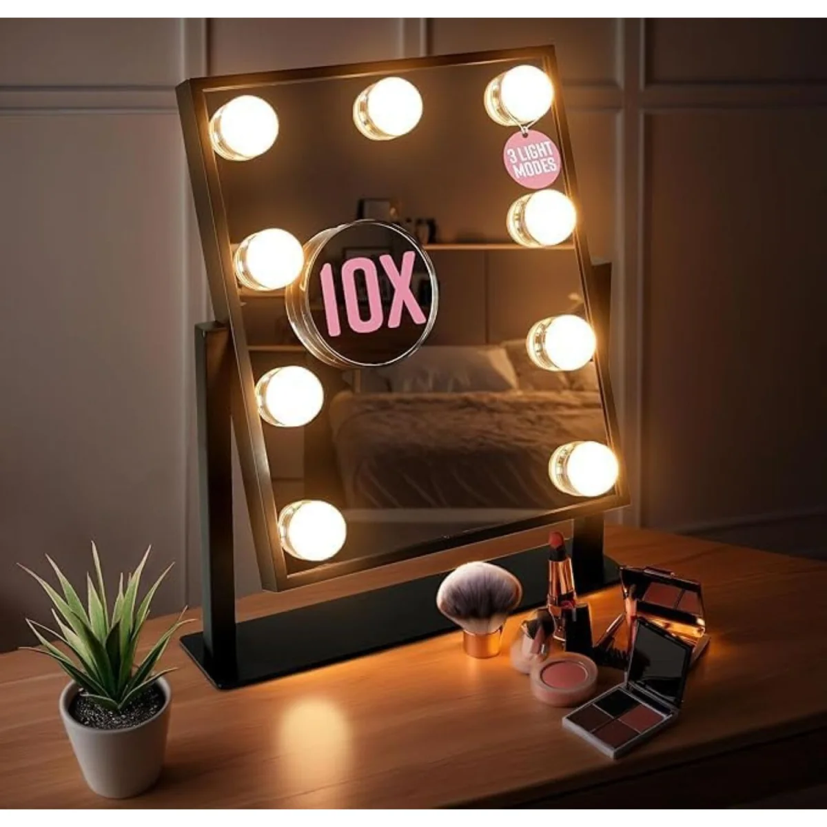GloBrite 9 LED Hollywood Dressing Table Mirror - Black - Black – image 2