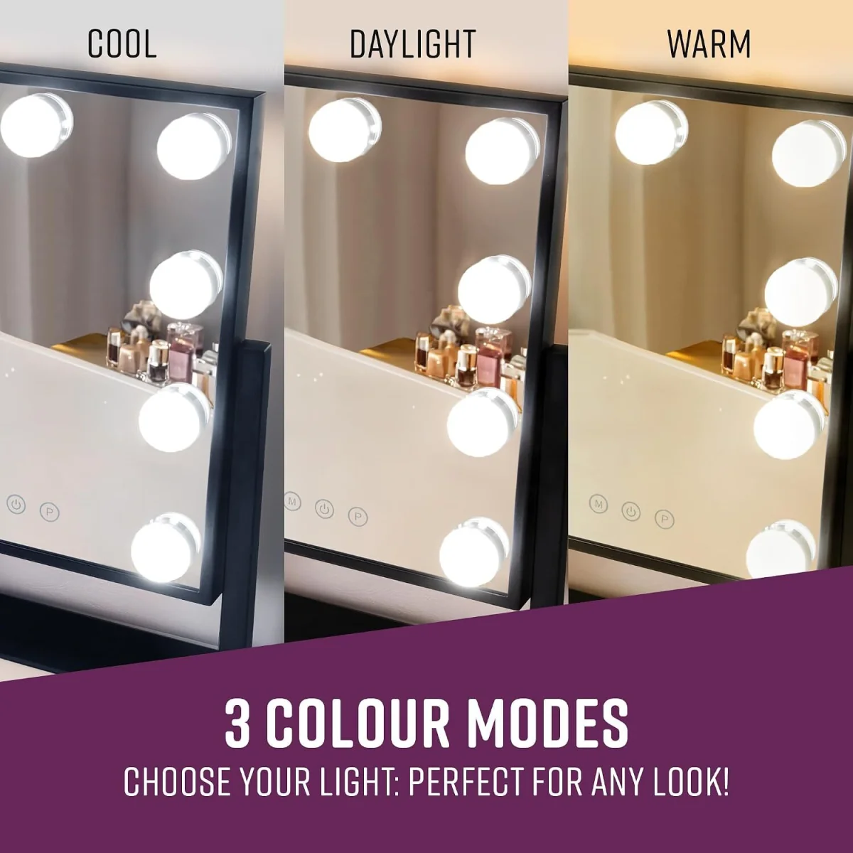 GloBrite 9 LED Hollywood Dressing Table Mirror - Black - Black – image 7