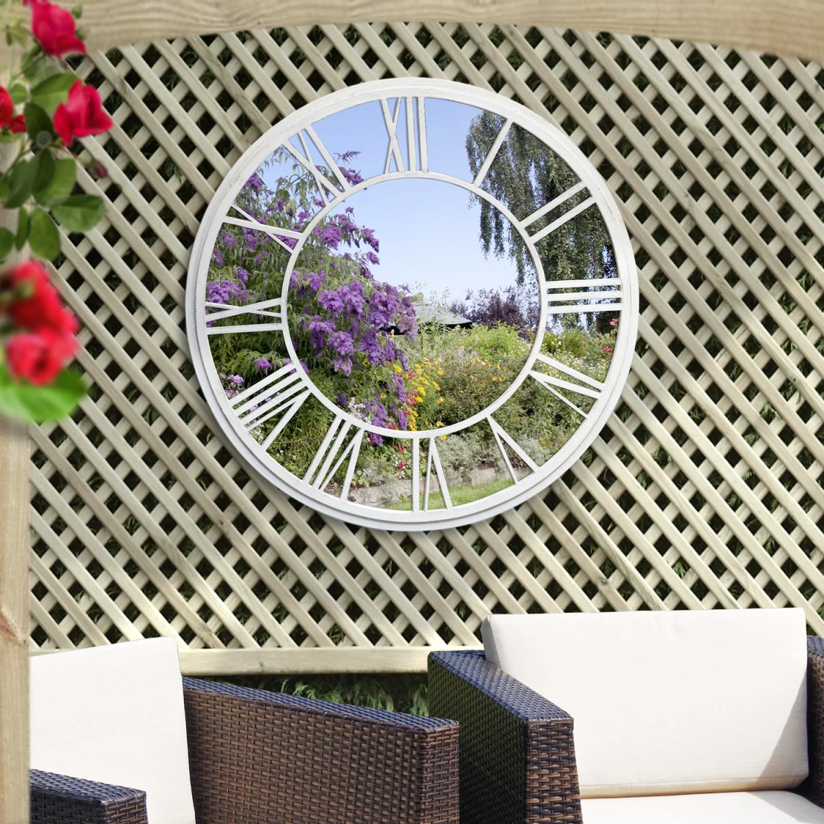 92cm Round Garden Mirror - Suntime - White – image 2