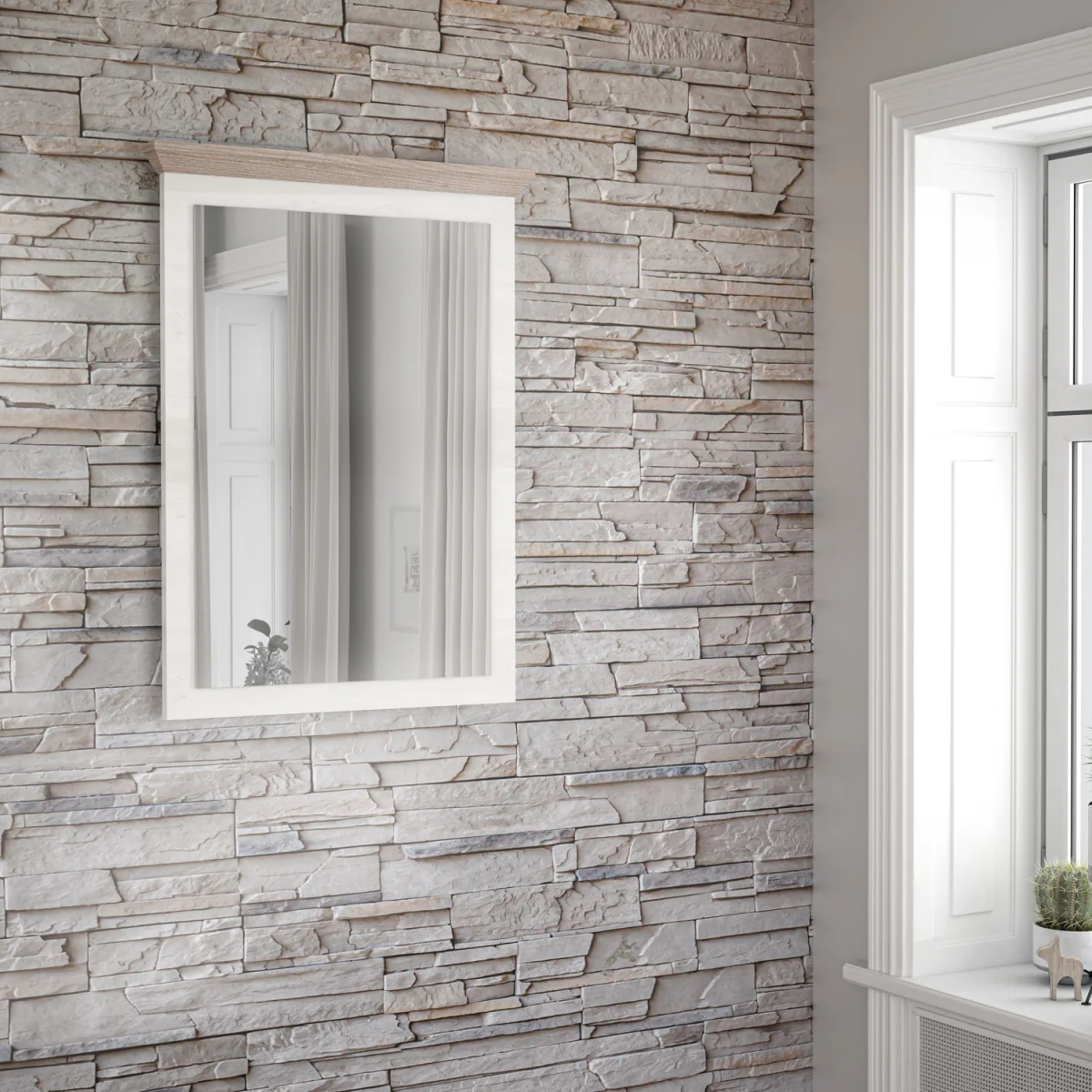 Illopa Mirror in Oak Nelson/Snowy Oak - Oak Nelson & Snowy Oak – image 4