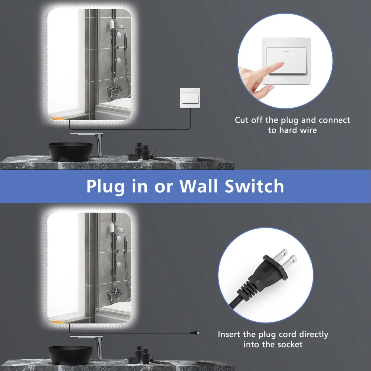 Costway 80CM x 60CM Shatterproof Wall Mounted Mirror-Silver - Silver – image 9