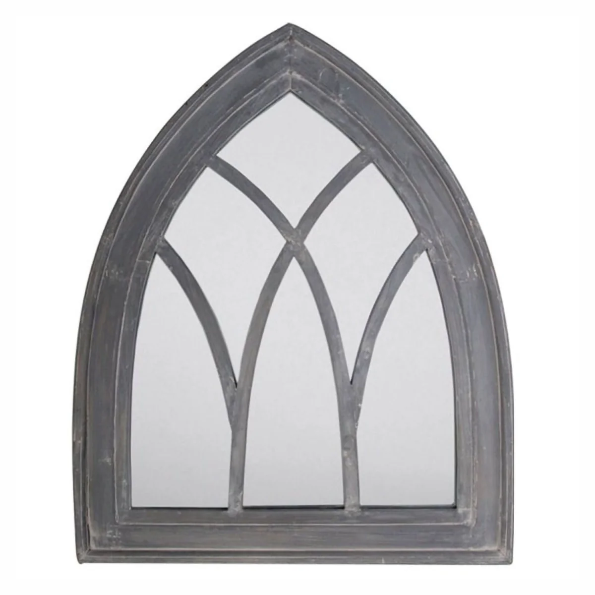 Gothic Arched Rustic Wooden Garden Mirror Grey Wash 80cm x 66cm - Grey – image 2