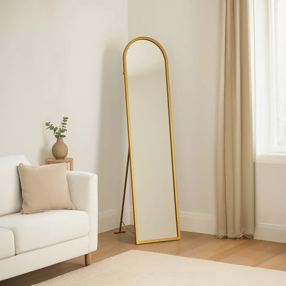 Avento Gold Finish Floor Mirror - Gold – image 1