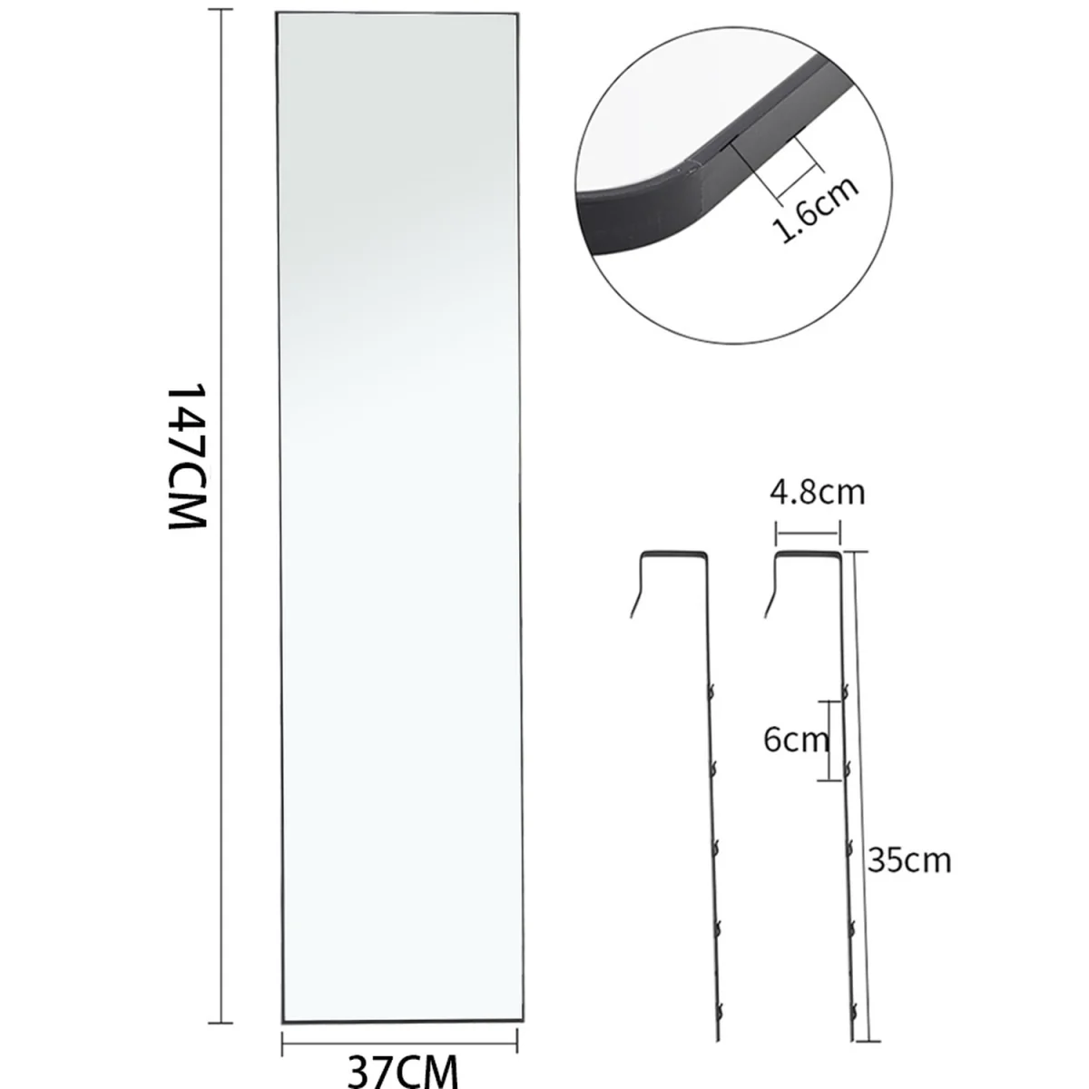 Slim Black Full Length Wall Mirror - Black – image 5