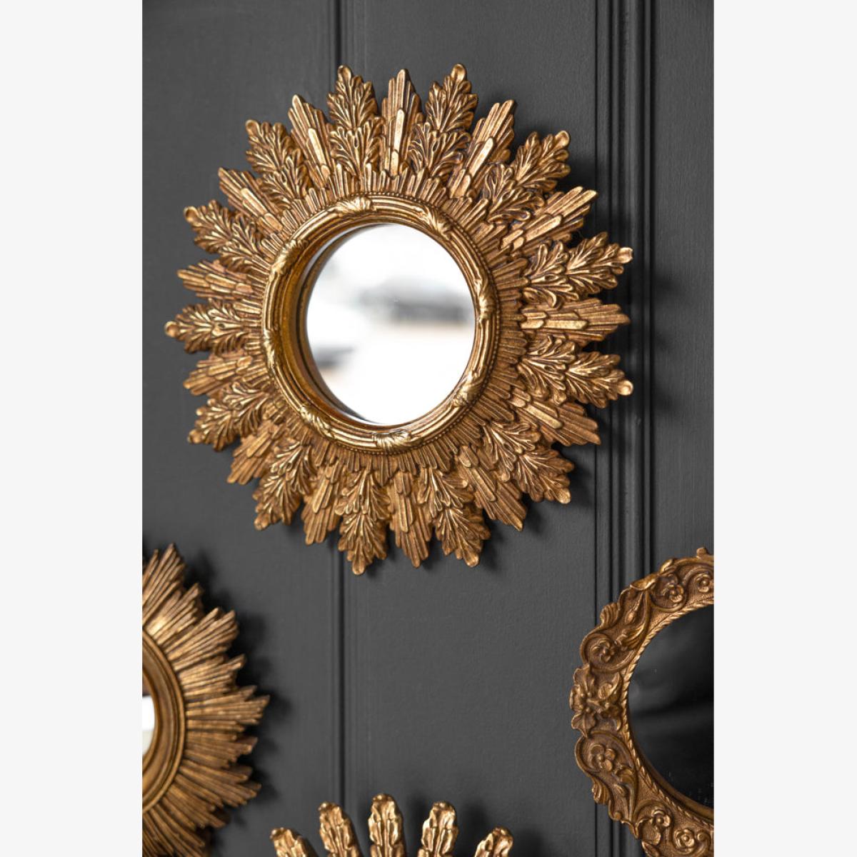 Antique Gold Ornate Leaf Small Mirror – image 1