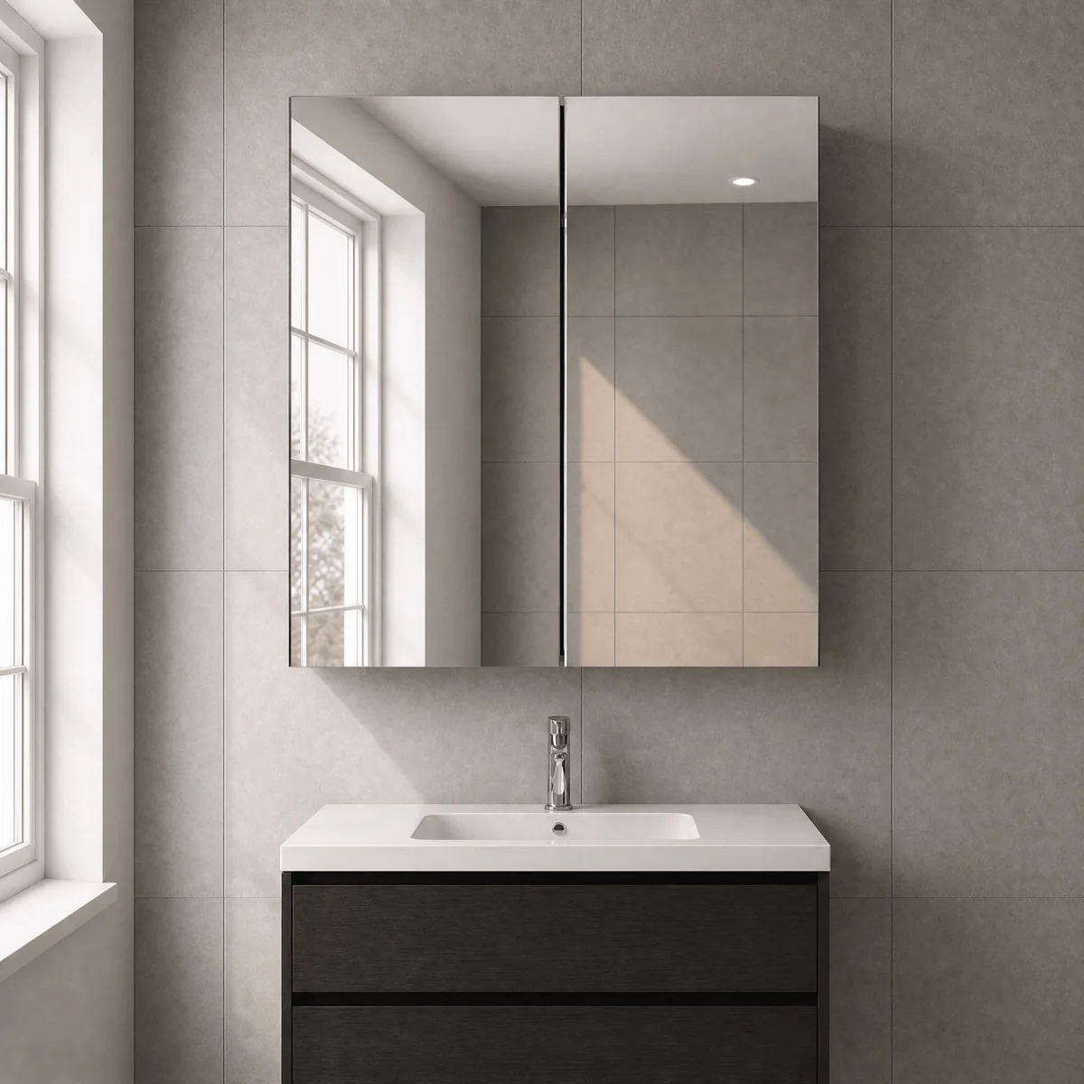 Balterley Mirror Unit - 600mm - Charcoal Black - Black Woodgrain – image 2