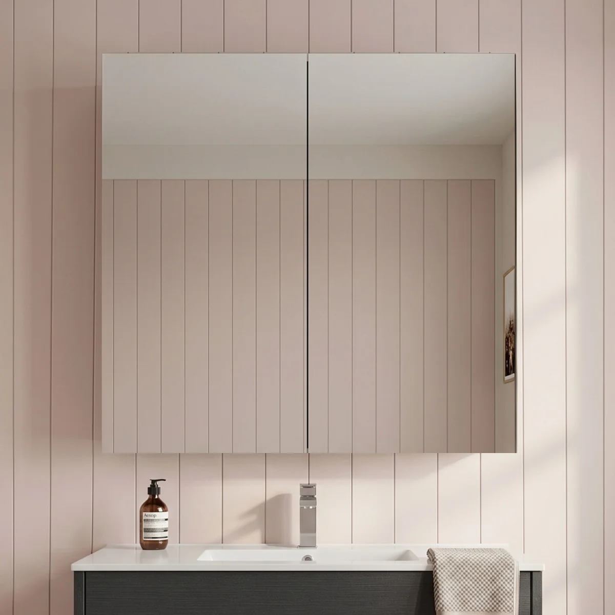 Balterley Mirror Unit - 600mm - Charcoal Black - Black Woodgrain – image 5