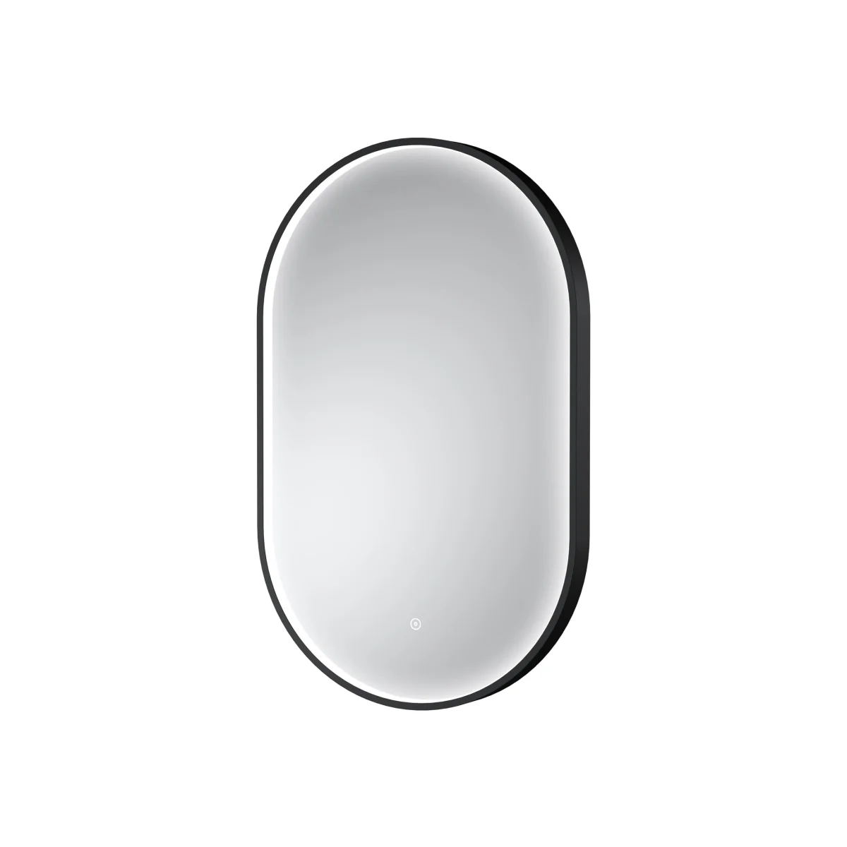 Oval Inset Framed LED Touch Sensor Mirror - 800 x 500mm - Black - Matt Black – image 1
