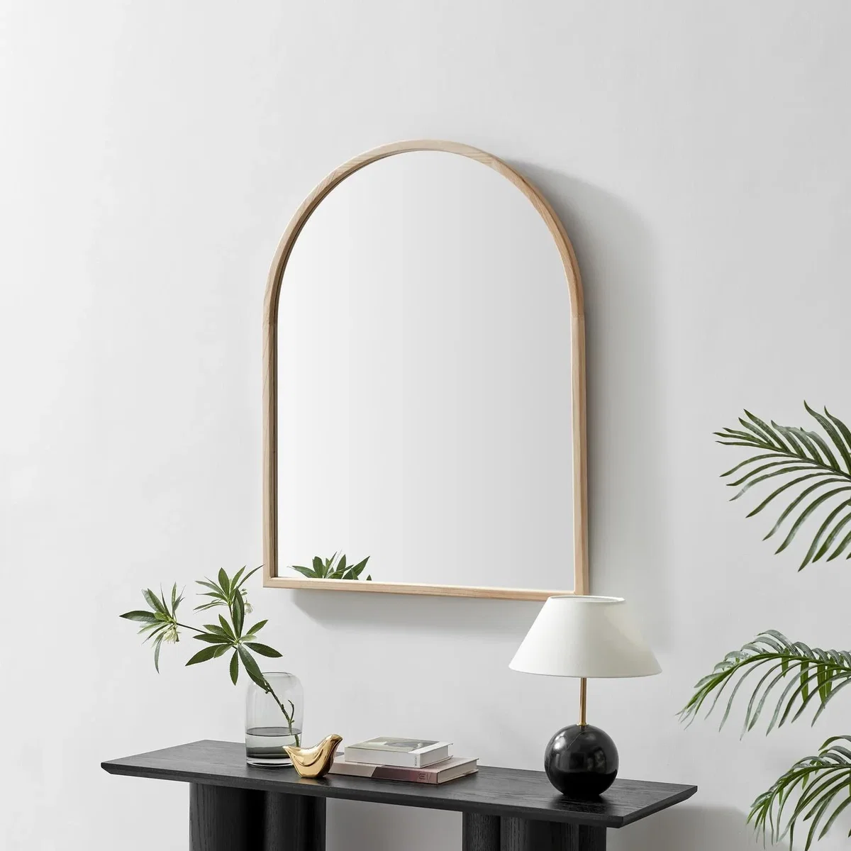 Valerie Wood Medium 110x80cm Overmantle Arch Mirror - Oak – image 1
