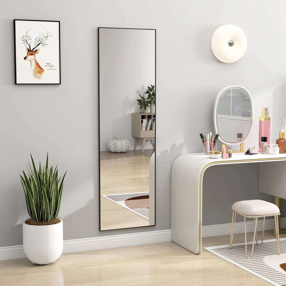 HOMCOM Full Length Floor Standing or Wall Mount Dressing Mirror - Black – image 3
