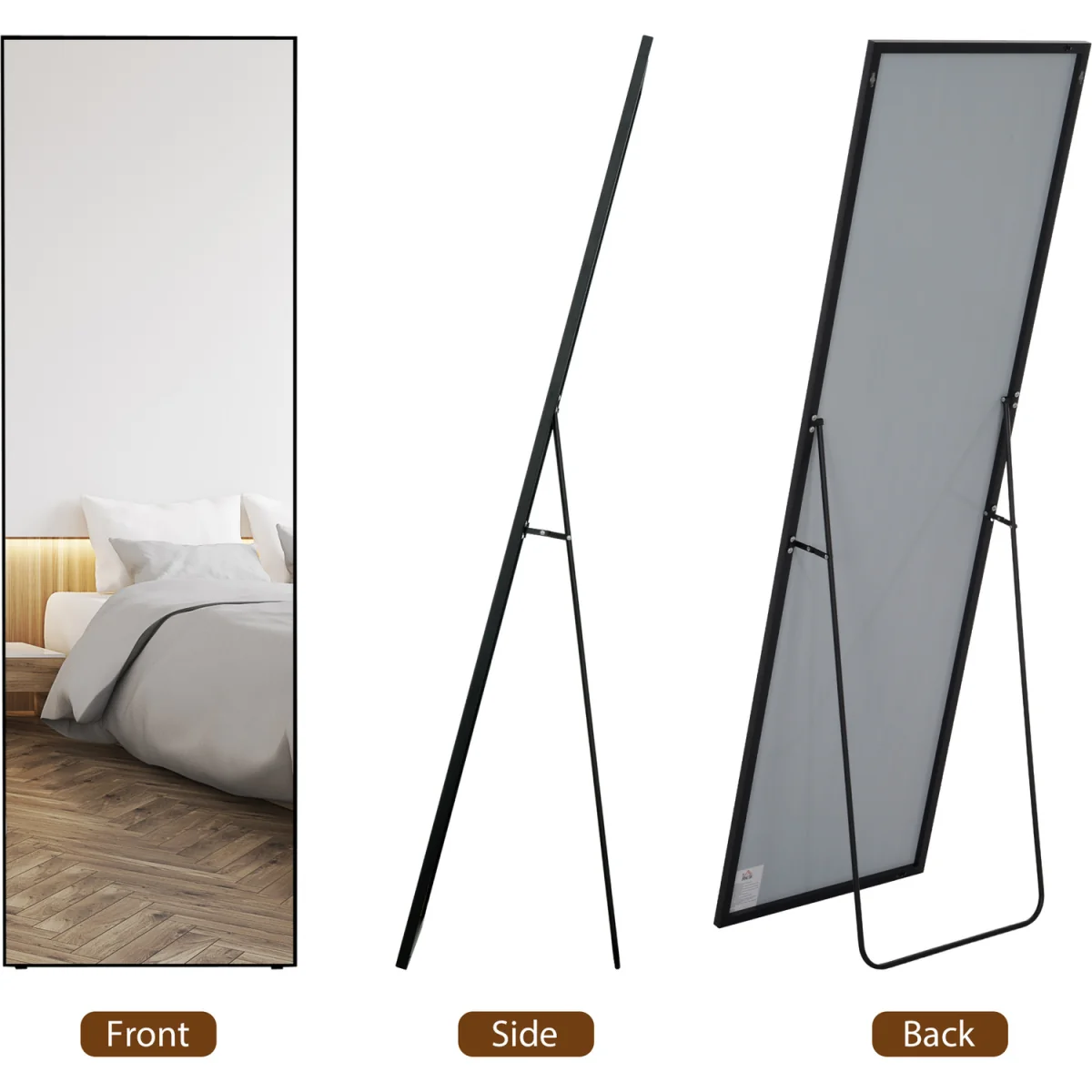 HOMCOM Full Length Floor Standing or Wall Mount Dressing Mirror - Black – image 7