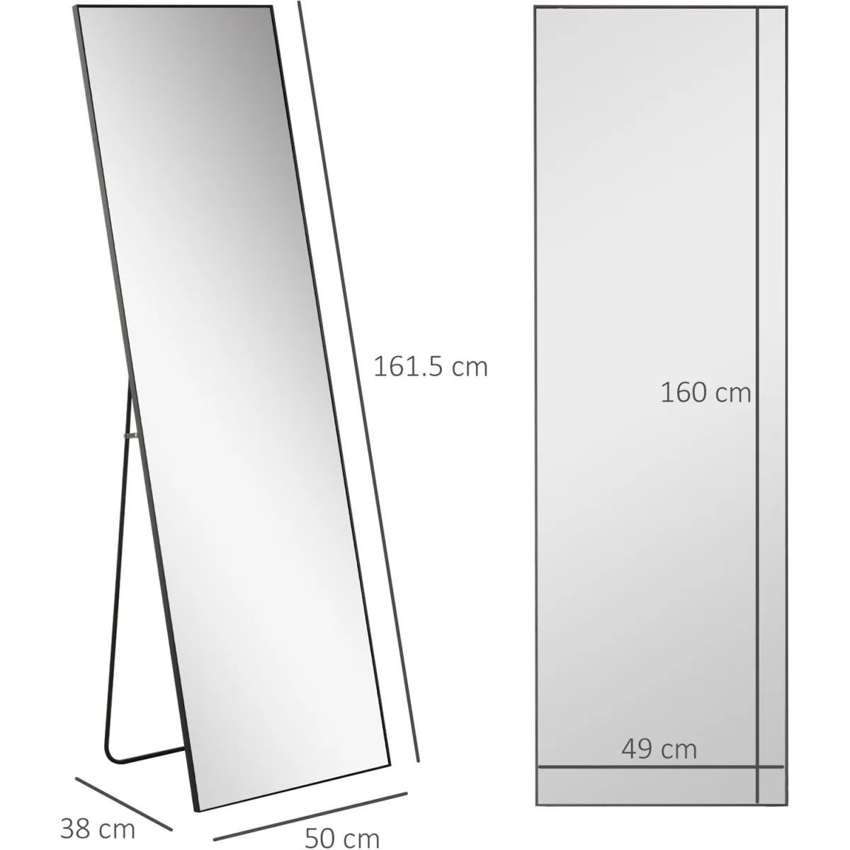 HOMCOM Full Length Floor Standing or Wall Mount Dressing Mirror - Black – image 8