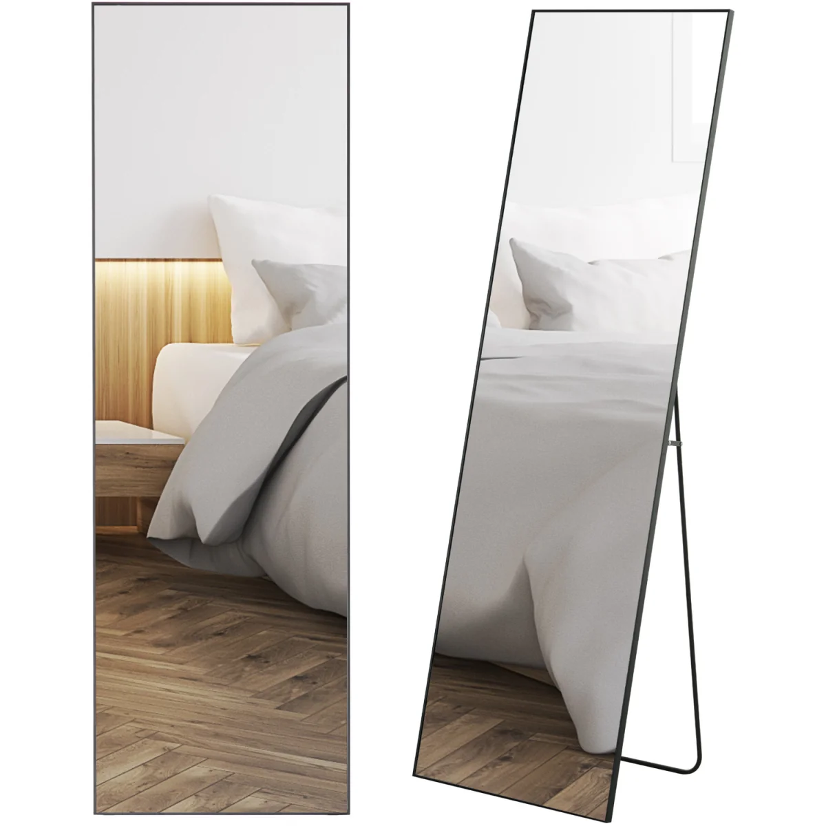 HOMCOM Full Length Floor Standing or Wall Mount Dressing Mirror - Black – image 9