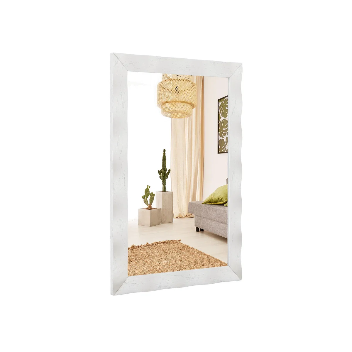 Rectangle Vanity Mirror Farmhouse Wall Mirror - White
