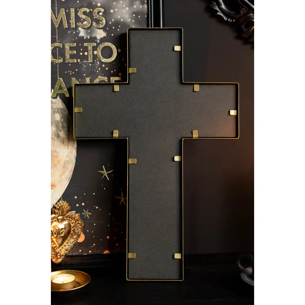 Antique-Style Gold Cross Wall Mirror – image 5