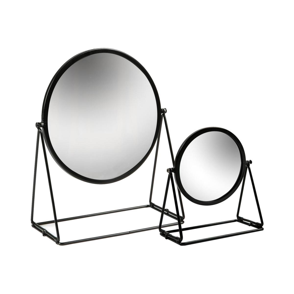 Harbour Housewares 2 Piece Round Dressing Table Mirror Set - 2 Sizes - Black - Black