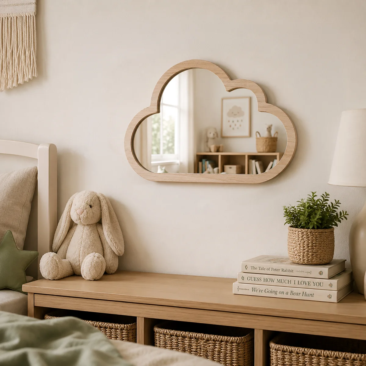 Wooden Baby Cloud Shape Mirror - Wooden – image 5