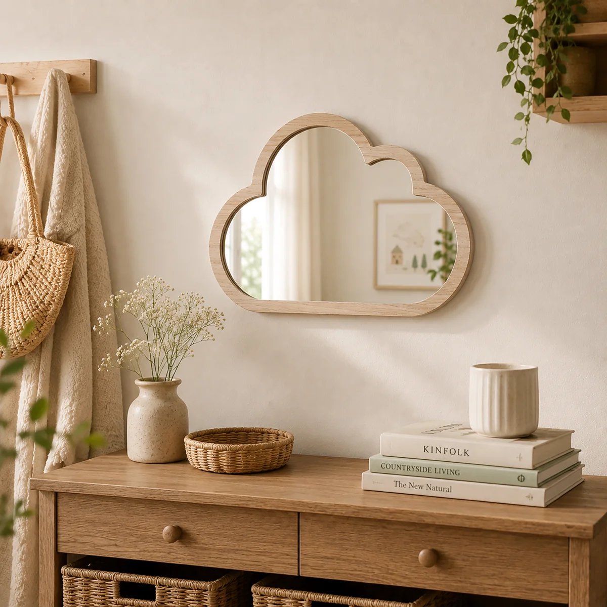 Wooden Baby Cloud Shape Mirror - Wooden – image 6