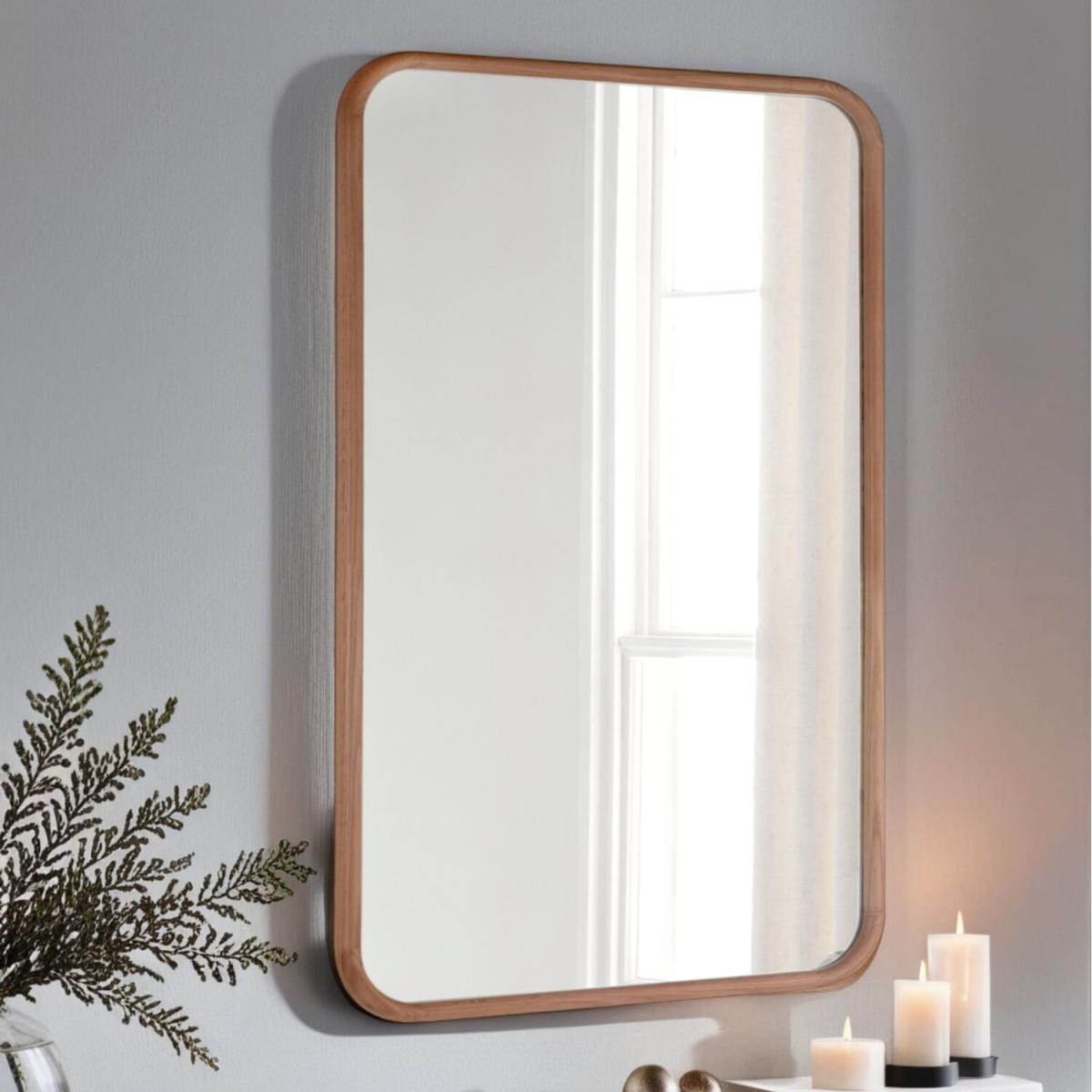 Oak Framed Curved Wall Mirror - Oak / 14kg