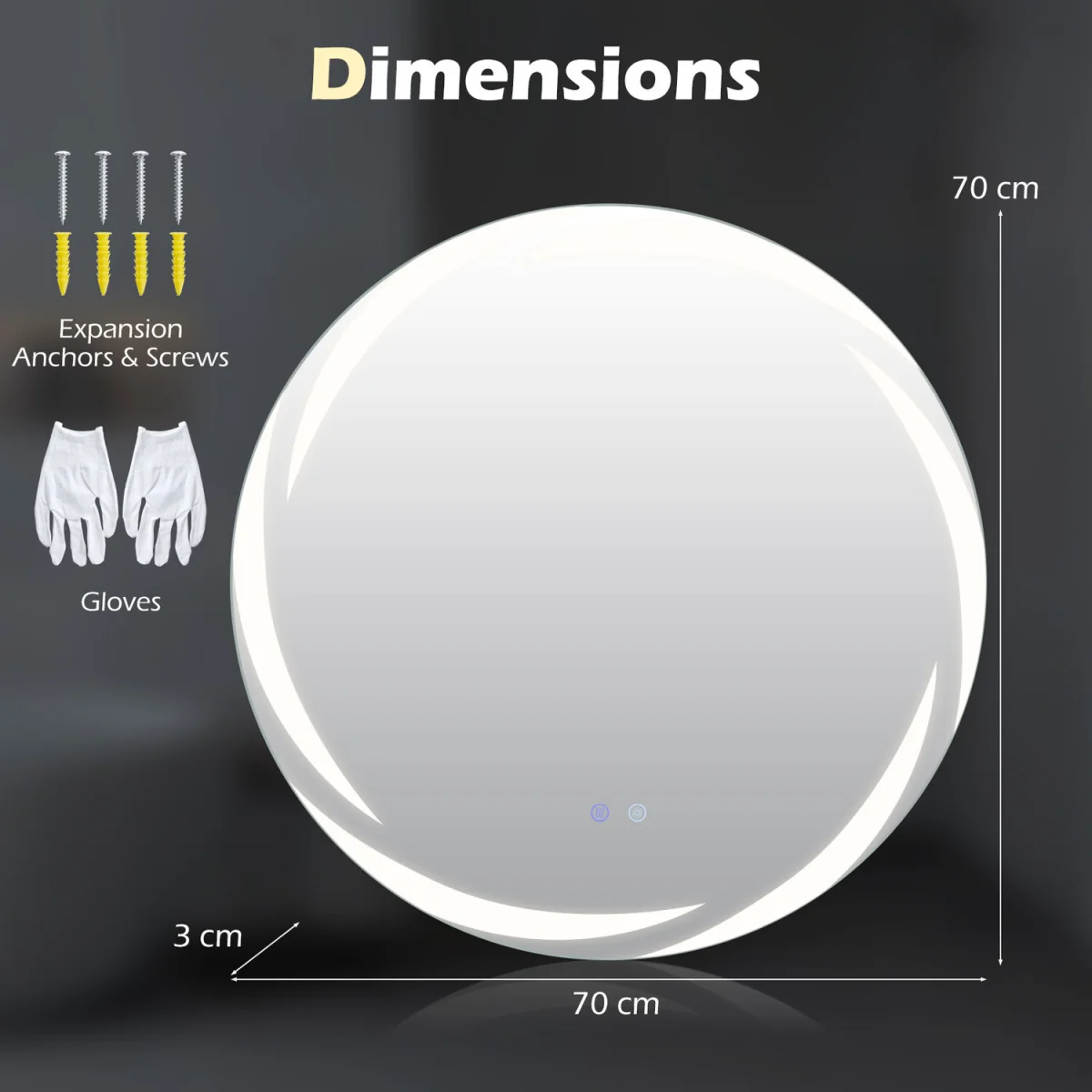 Explosion-proof Tempered Glass Wall Mirror - Silver – image 2