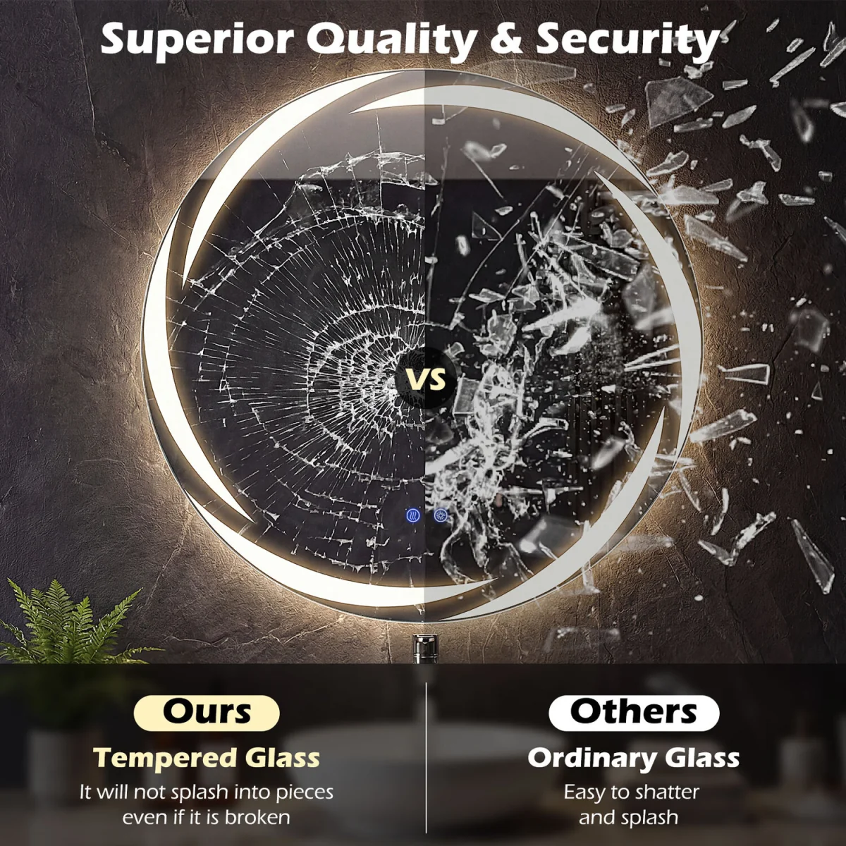 Explosion-proof Tempered Glass Wall Mirror - Silver – image 4