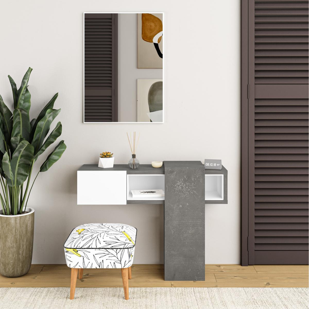 Efes Modern Dresser with Wall Mirror - Retro Grey