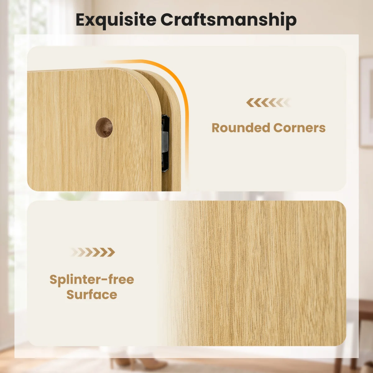 Space saving Wall Mounted Mirror Sliding Pegboard With Hooks and Shelves - Brown – image 7
