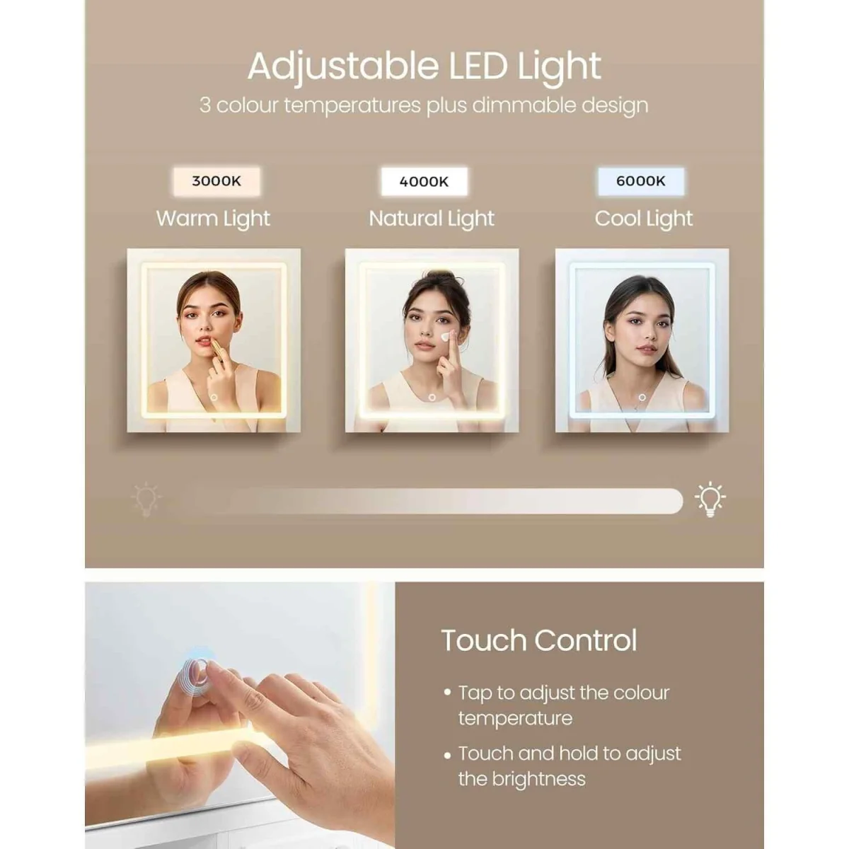 Makeup Vanity LED Mirror 9 Drawers Power Outlet, White - Cloud White – image 7