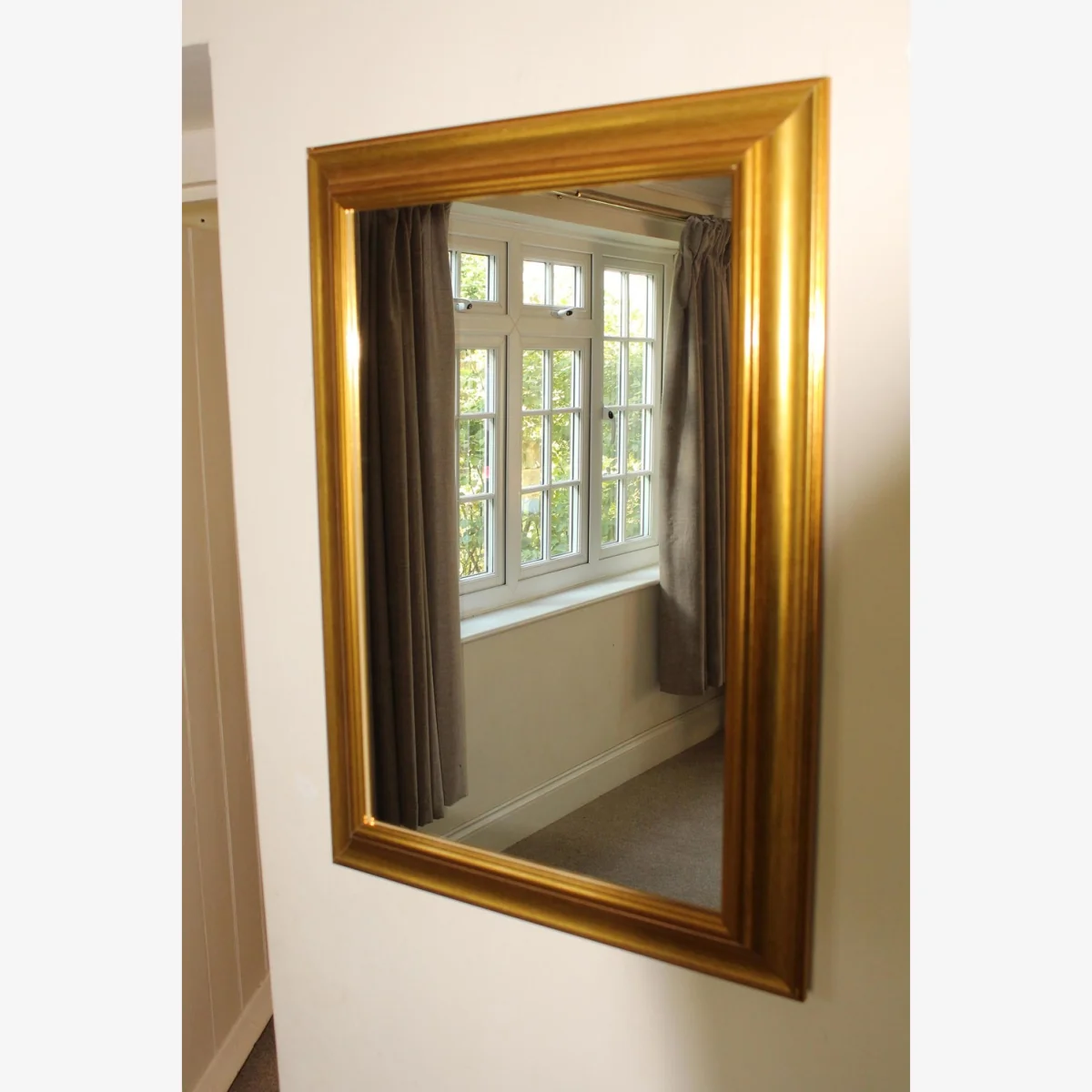 Wood Framed Wall Mounted Accent Mirror with Gold Finish - Yellow / 152cm – image 1
